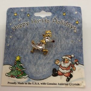 Clear Austrian crystal Rudolph reindeer pin #christmasreindeerpin
